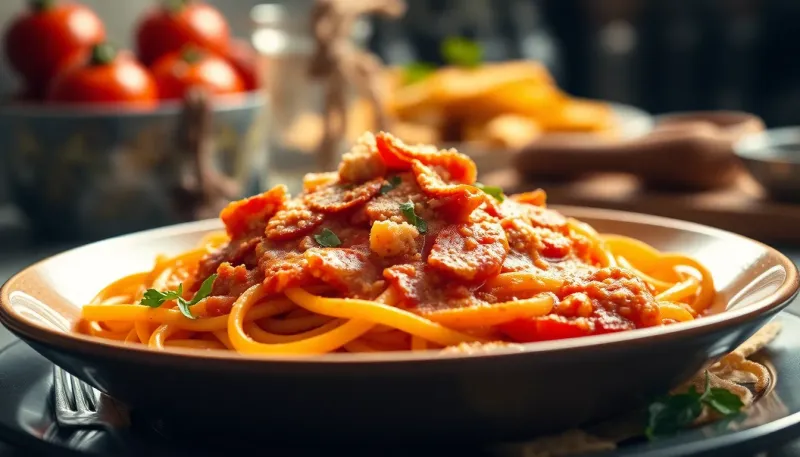 Bucatini all’amatriciana cremosi: la ricetta tradizionale con guanciale croccante