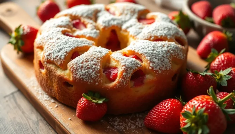 Ciambella alle fragole e yogurt: la merenda primaverile pronta in 40 minuti