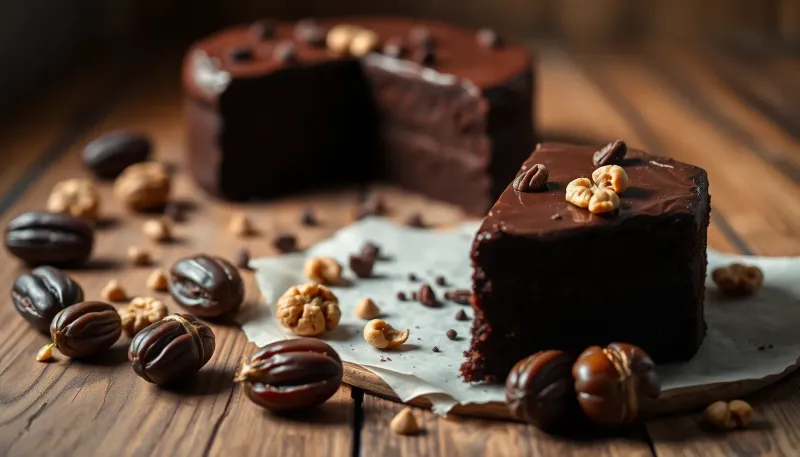 Torta al cioccolato con datteri e noci: il dessert senza zucchero che sorprende